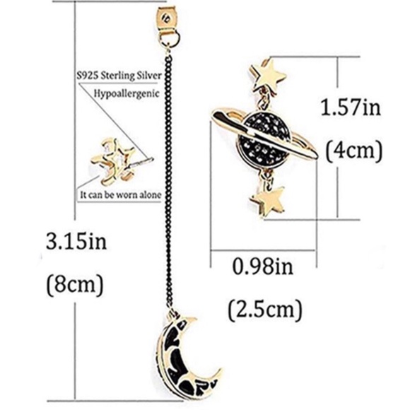 LAST ONE‼️ Gold and Black Asymmetric Long Earrings - Picture 3 of 5